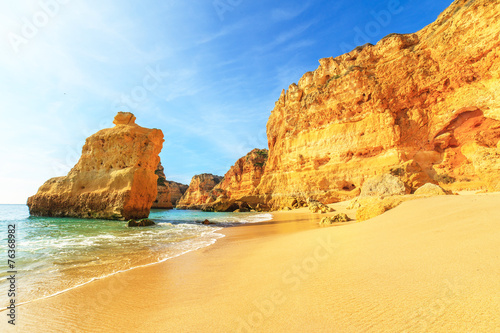 A view of a cliffs near Lagos City, Algarve region, Portugal, Eu photo
