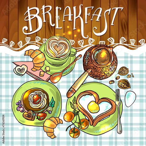 beautiful illustration  breakfast