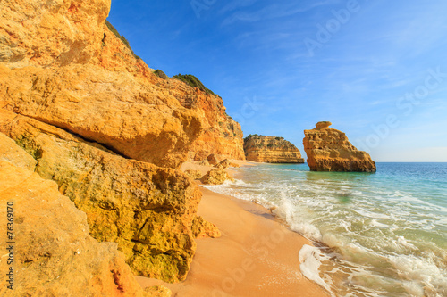 A view of a cliffs near Lagos City, Algarve region, Portugal, Eu