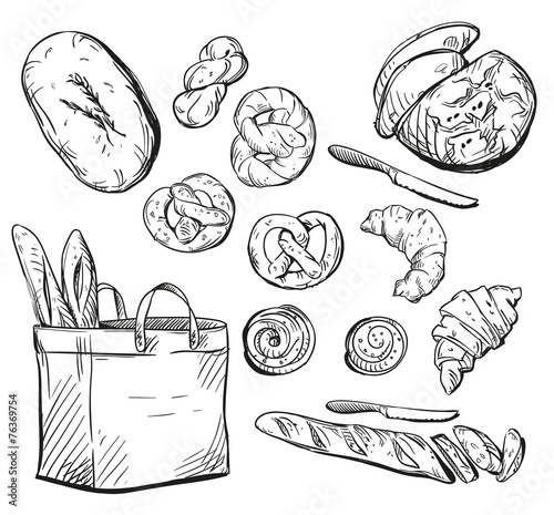 Bread. Buns. Baking. Vector illustration.