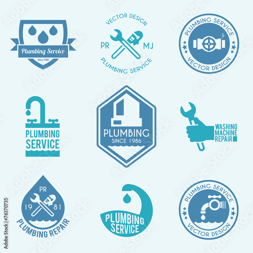 Plumbing labels icons set