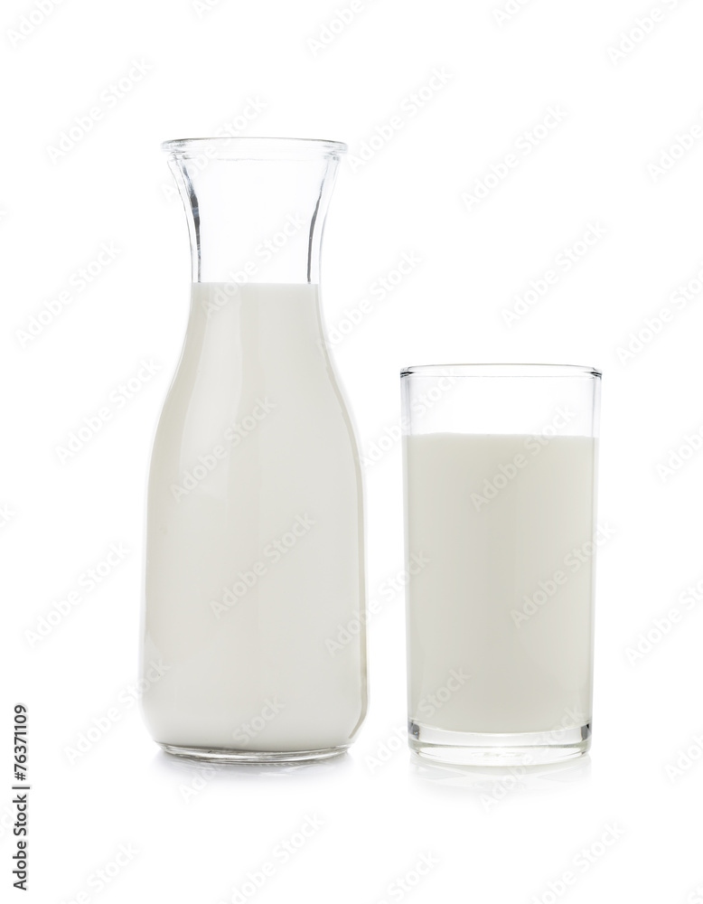 Glass and bottle of milk on white background Glass and bottle of milk on white background