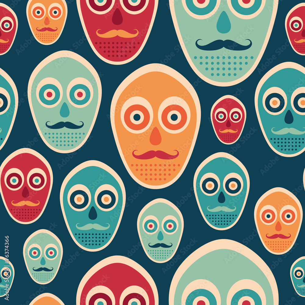Colorful seamless pattern with hipster masks. Colorful seamless pattern with hipster masks.