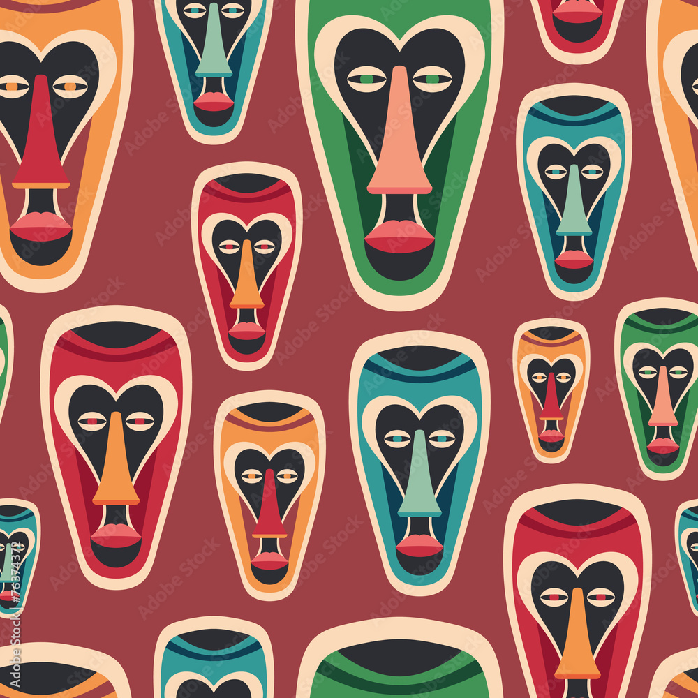 Colorful seamless pattern with funny carnival masks. Colorful seamless pattern with funny carnival masks.