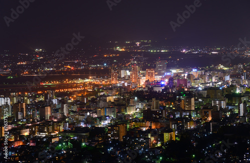 Cityscape of Morioka at night in Iwate, Japan