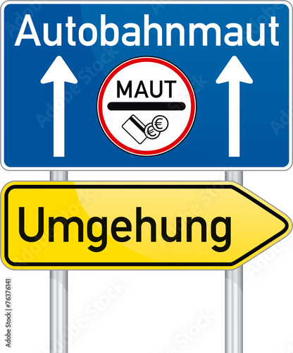 Schild mit Umleitung zur Autobahn-Maut