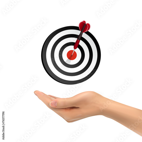 3d hand holding target button