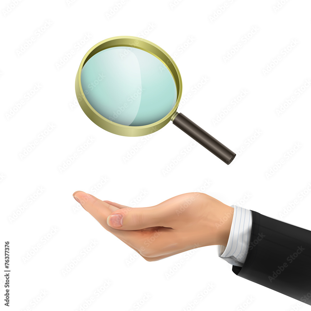 3d hand holding magnifying glass 3d hand holding magnifying glass