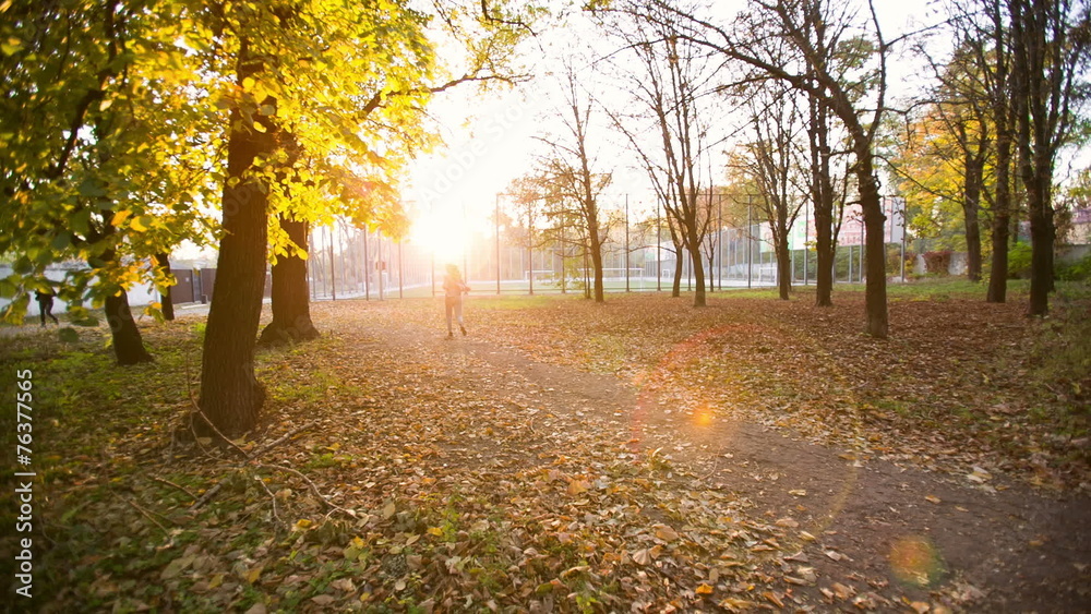 Woman Runs at Sunset Woman Runs at Sunset