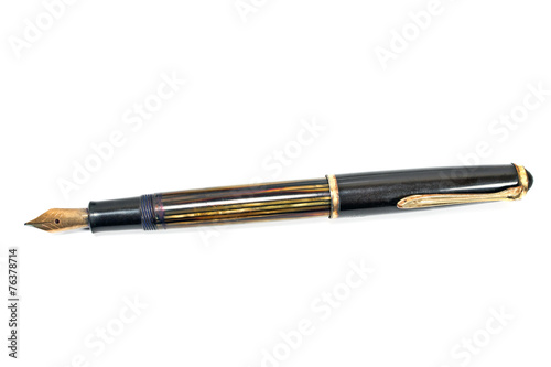 Vintage fountain pen isolated on white photo