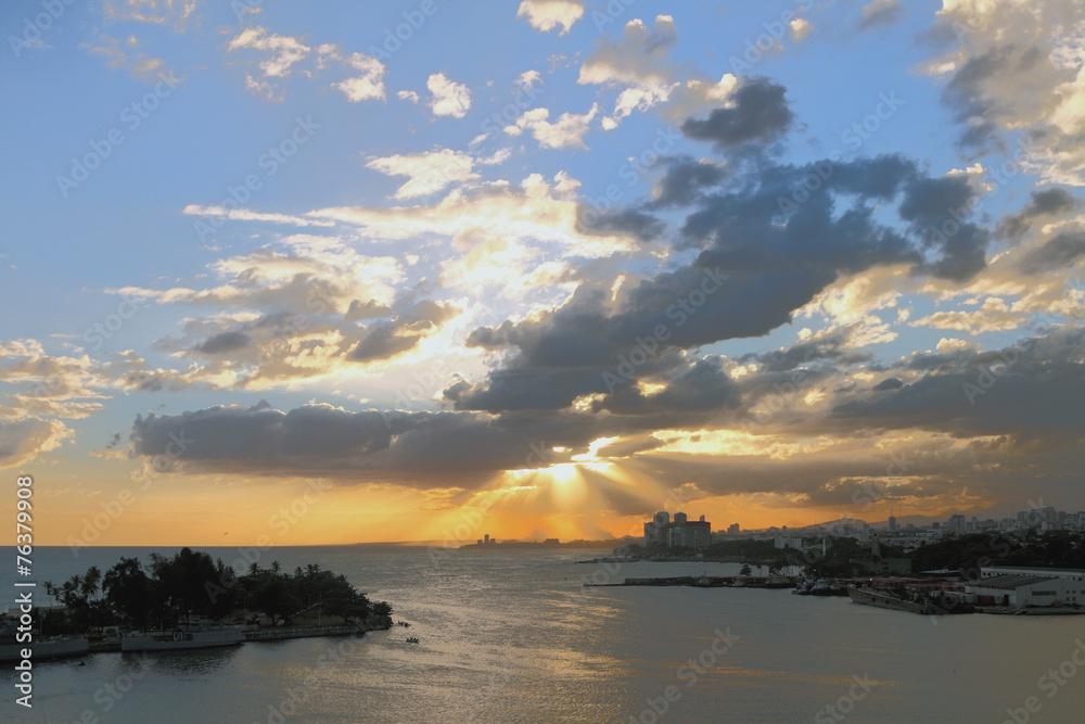Sunset in seaside city. Santo Domingo, Dominican Republic Sunset in seaside city. Santo Domingo, Dominican Republic