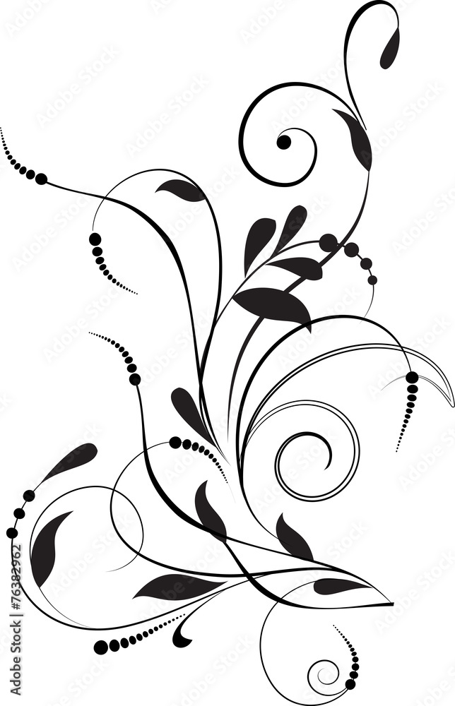 Floral pattern with decorative branch. Vector illustration.