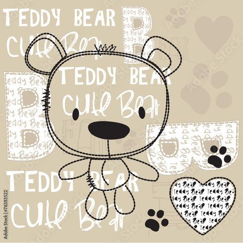 cute teddy bear with paw vector illustration