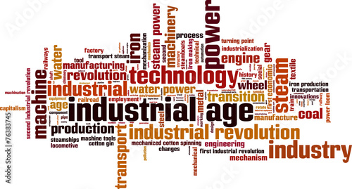 Industrial age word cloud concept. Vector illustration
