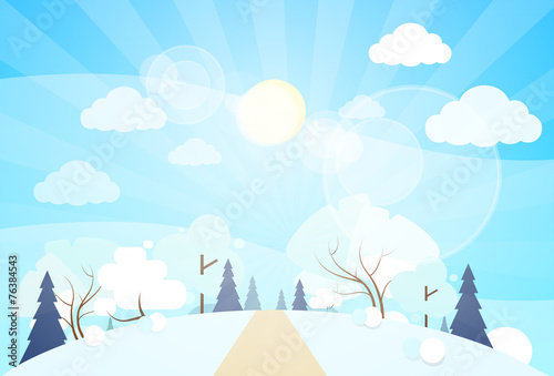 winter forest landscape Christmas, pine snow trees woods