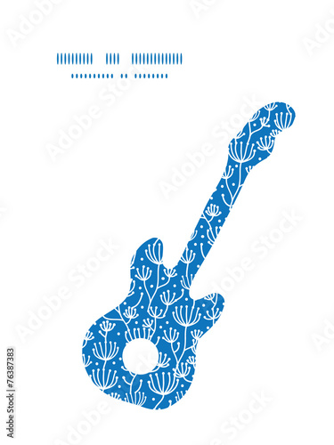 Vector blue white lineart plants guitar music silhouette pattern
