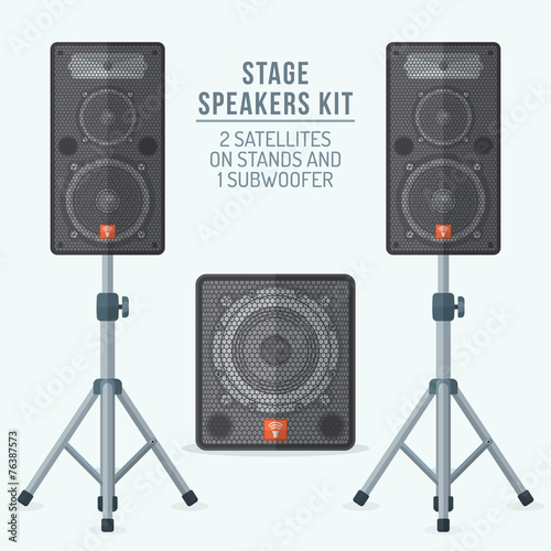 vector flat loudspeakers kit satellites on stands subwoofer