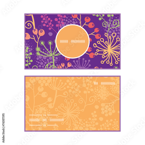 Vector colorful garden plants vertical round frame pattern
