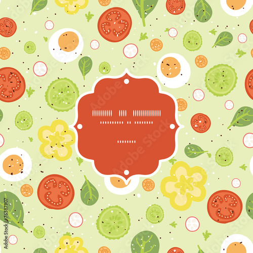 Vector fresh salad frame seamless pattern background