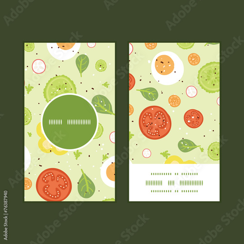 Vector fresh salad vertical round frame pattern business cards