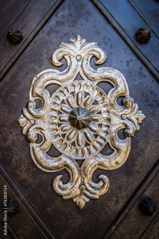 Forged decorative ornament old door