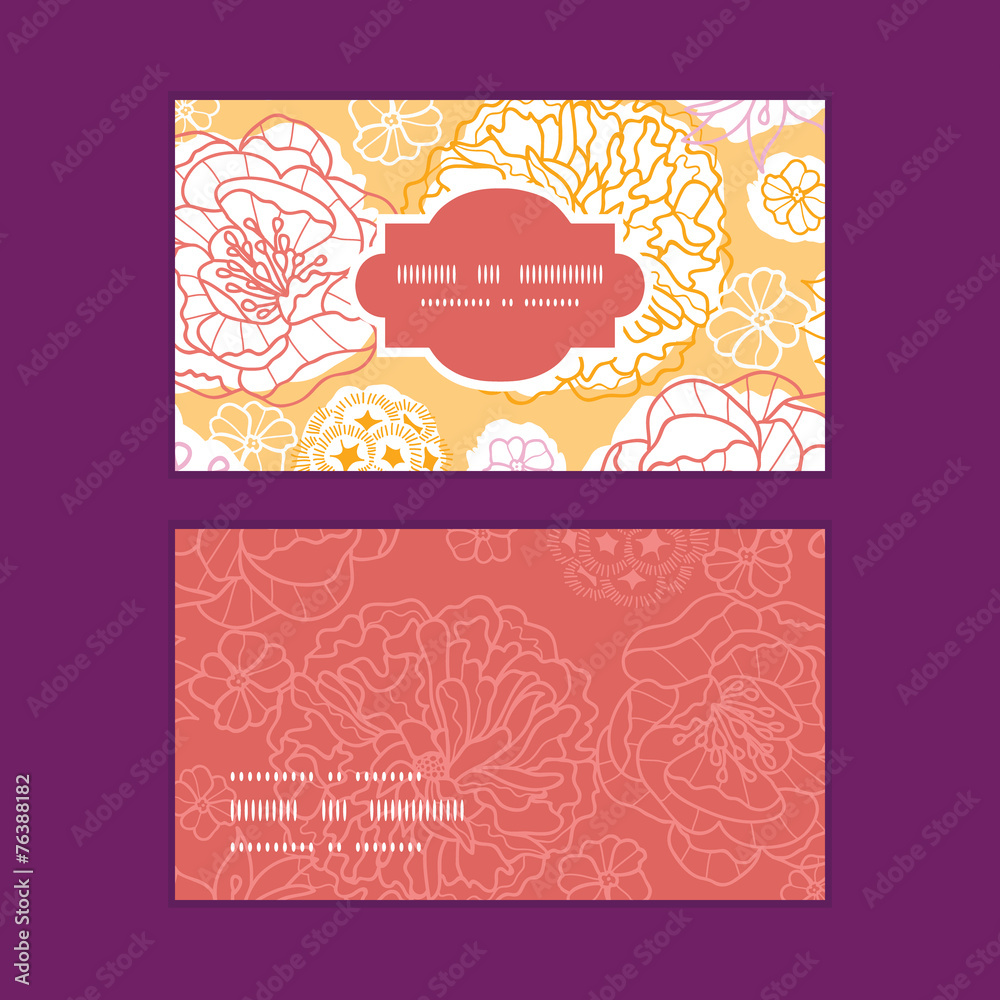 Vector warm day flowers horizontal frame pattern business cards