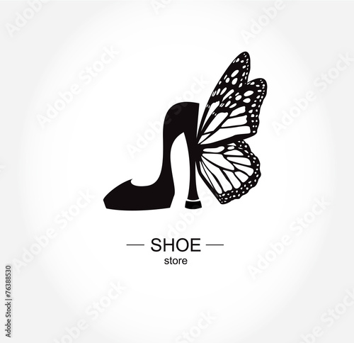 Logo shoe store, shop, fashion collection, boutique label.