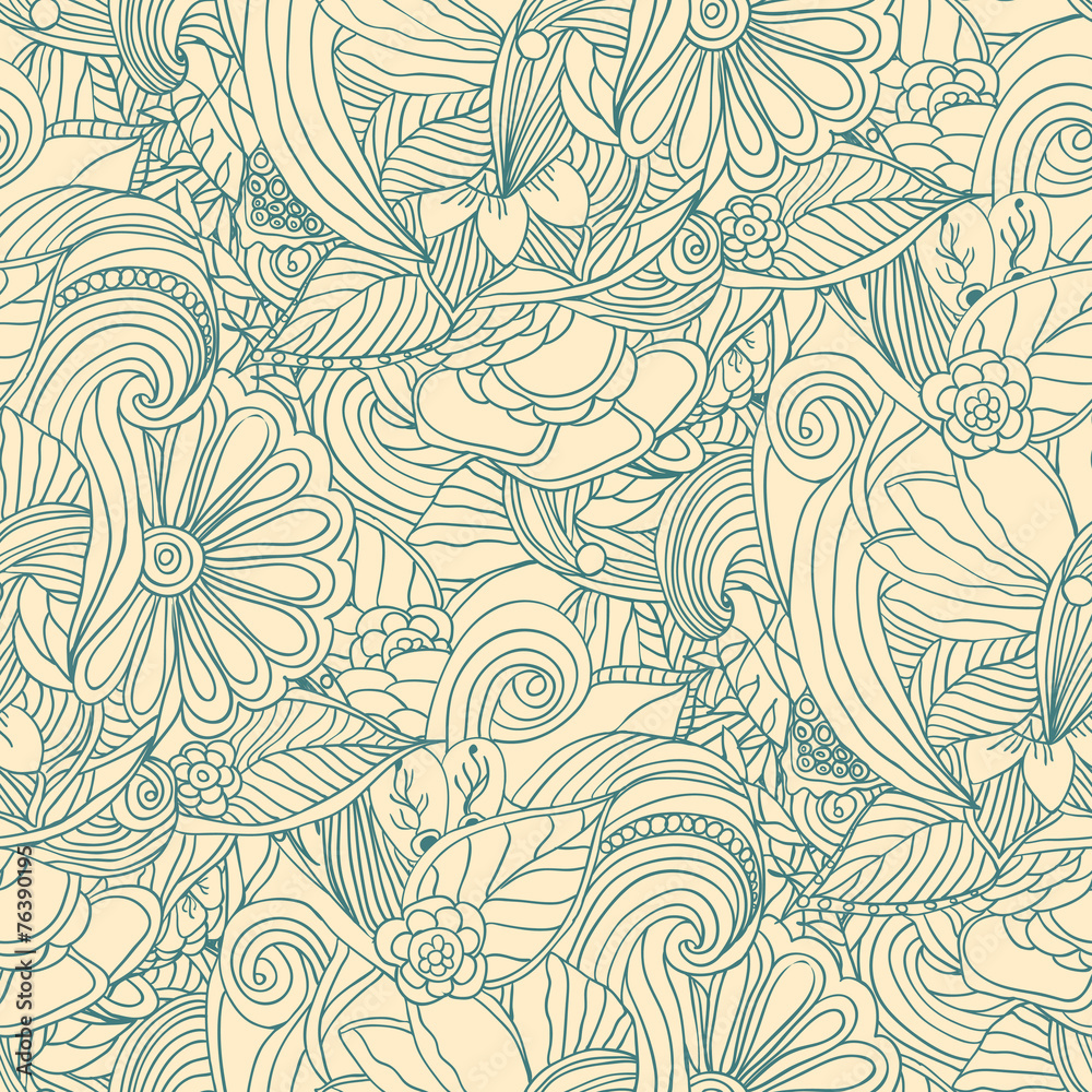 Doodle floral seamless pattern