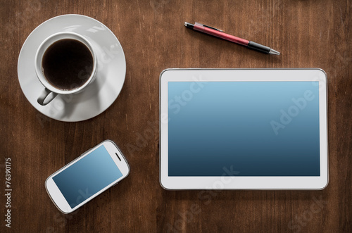 Business Work With Tablet & Smartphone