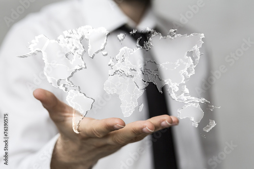 world map hand