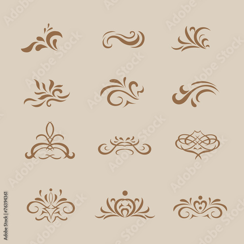 Beautiful white vintage vector decorative elements and