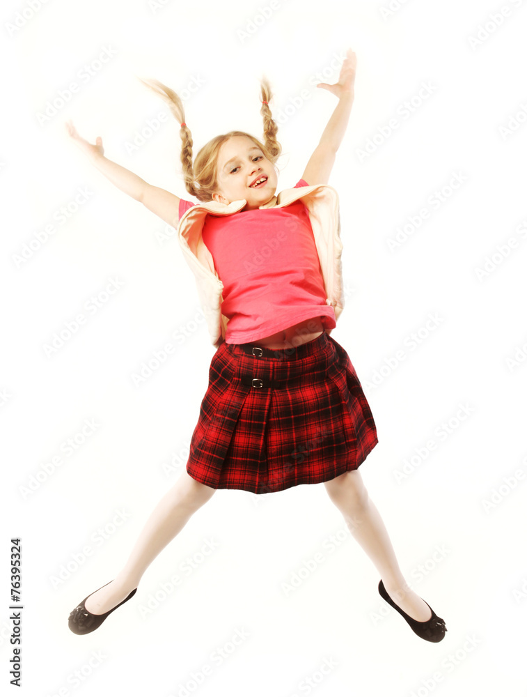 girl jumps on a white background girl jumps on a white background