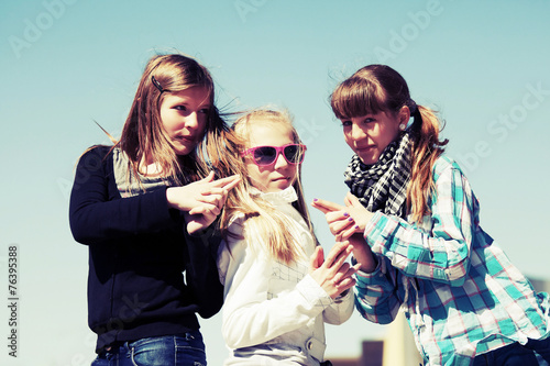Group of happy teen girls outdoor