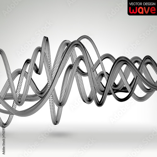Abstract waves on a gray background. Vector design.