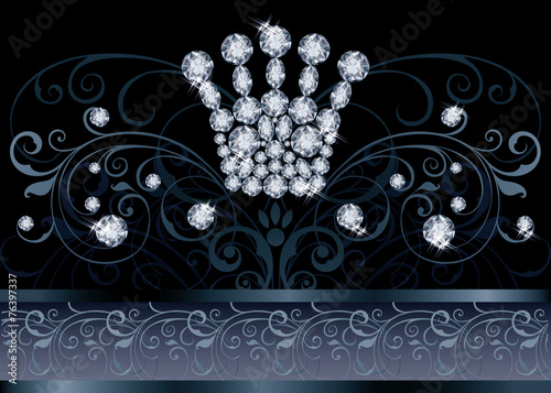 Brilliant  Queen crown VIP greeting card vector