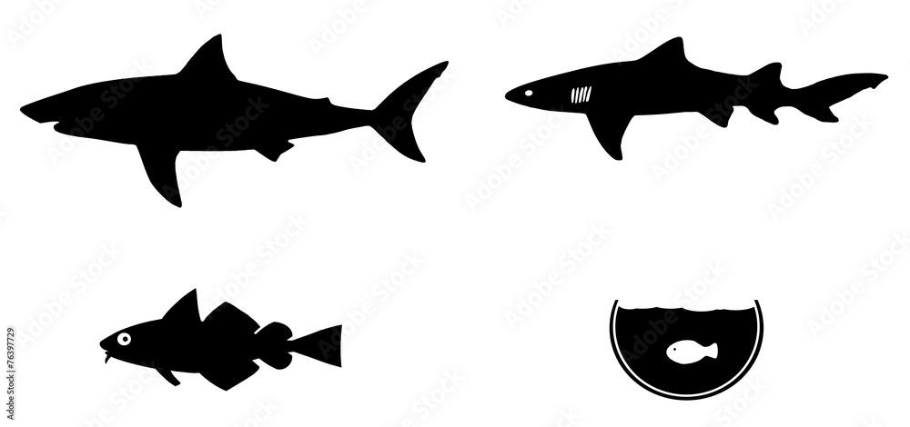 Fototapeta premium Poisson en 4 icônes