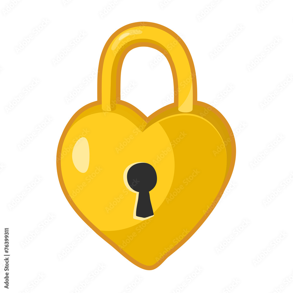 Padlock heart shaped lock isolated illustration Padlock heart shaped lock isolated illustration