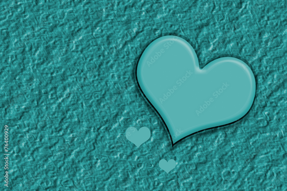 Blue heart on paper background
