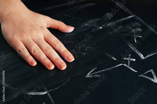 Hand erased scheme football game from blackboard background