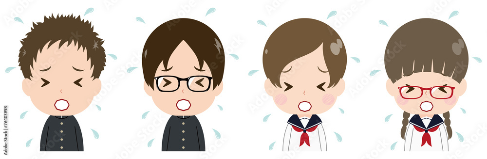 学生 顔 セット 焦る Stock Vector Adobe Stock