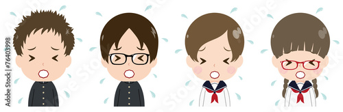 学生　顔　セット　焦る