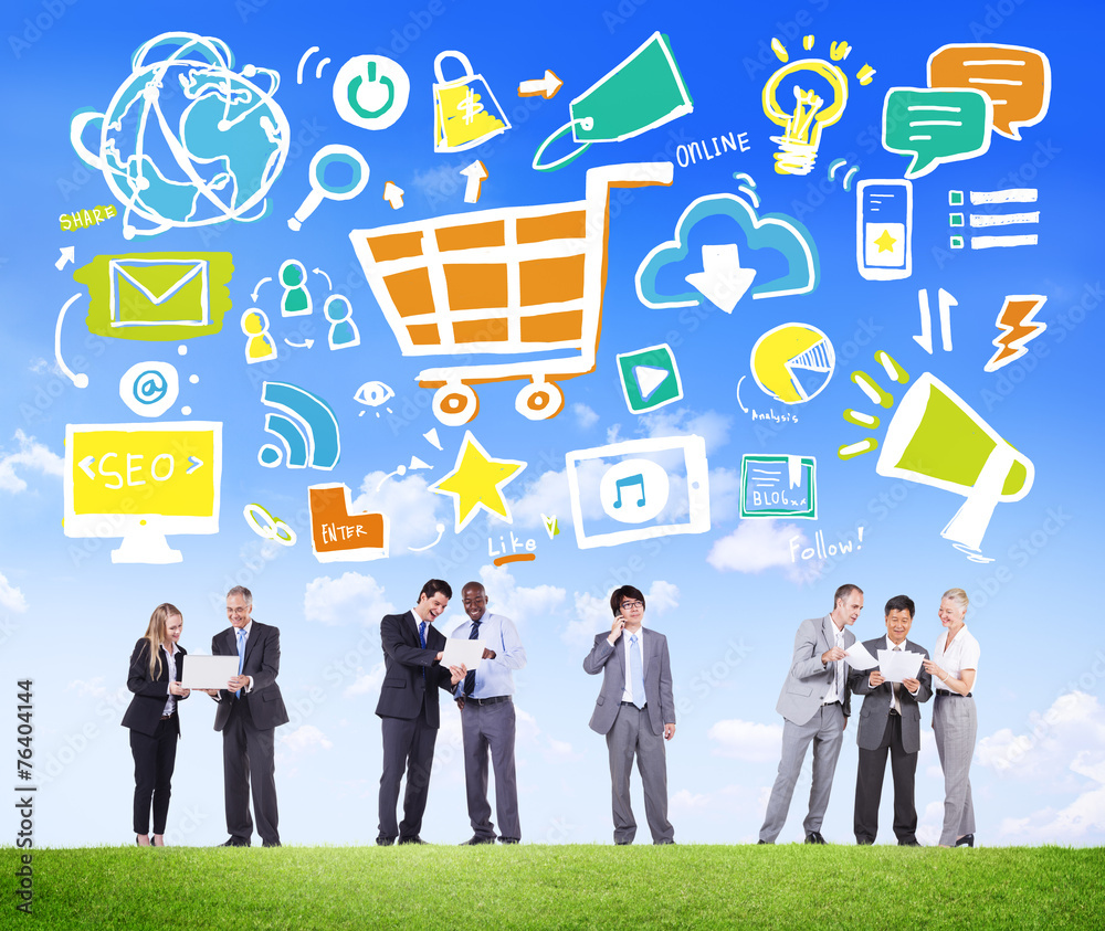 Business People Online Marketing E-commerce Discussion Concept Business People Online Marketing E-commerce Discussion Concept