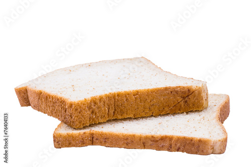 Sliced whole wheat bread on white background