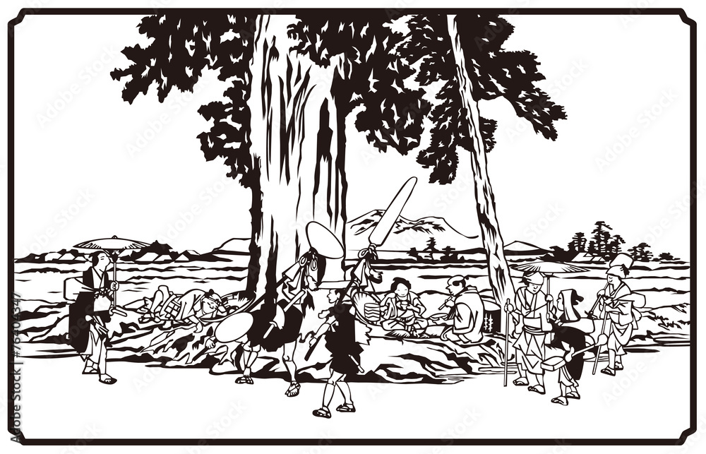Obraz premium 歌川広重 木曽街道六十九次・伏見のイラスト