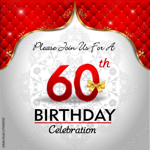 celebrating 60 years birthday, Golden red royal background