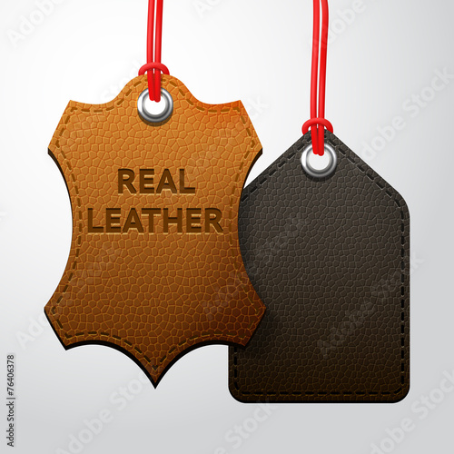 Leather texture tags set