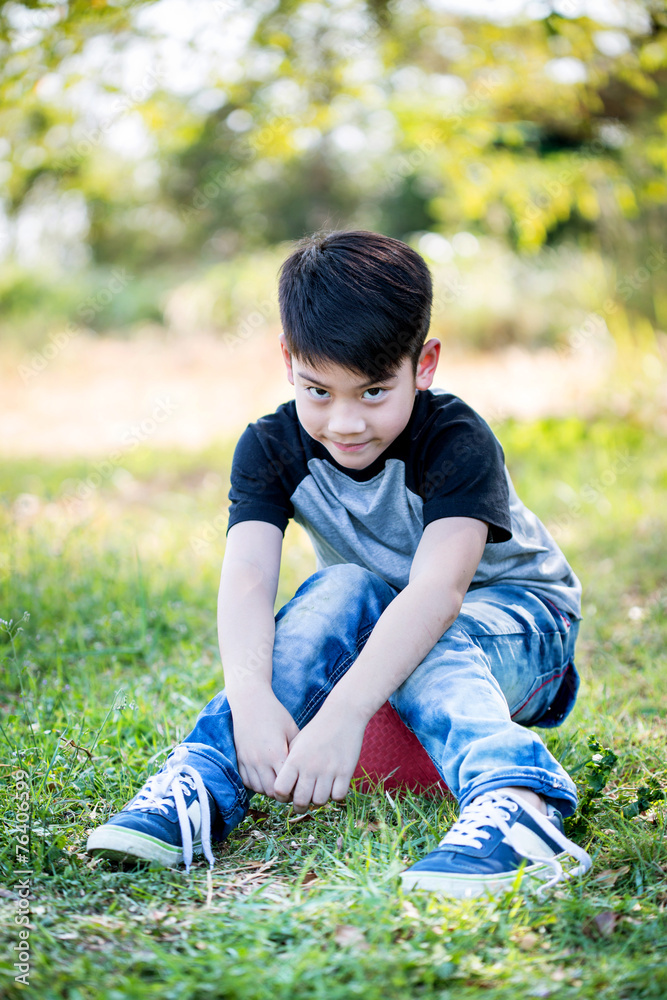 Portrait of asian cute little boy at the park Portrait of asian cute little boy at the park