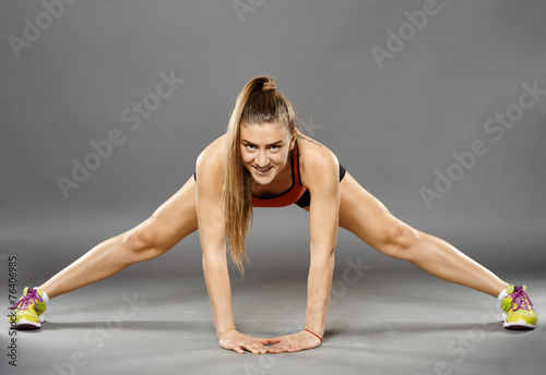 Fitness lady stretching
