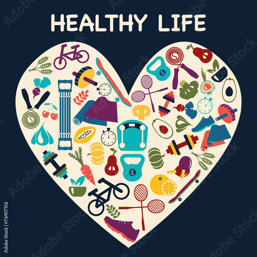 icons about fitness sport and Healthy Lifestyle
