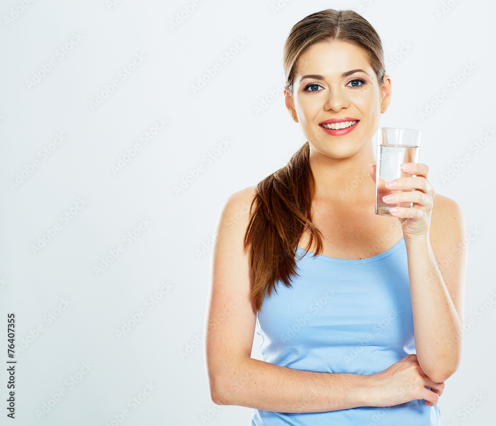 beautifull woman hold water glass isolated on white beautifull woman hold water glass isolated on white